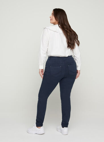 Close-fitting trousers with a button-fastening, Dark Blue, Model image number 1
