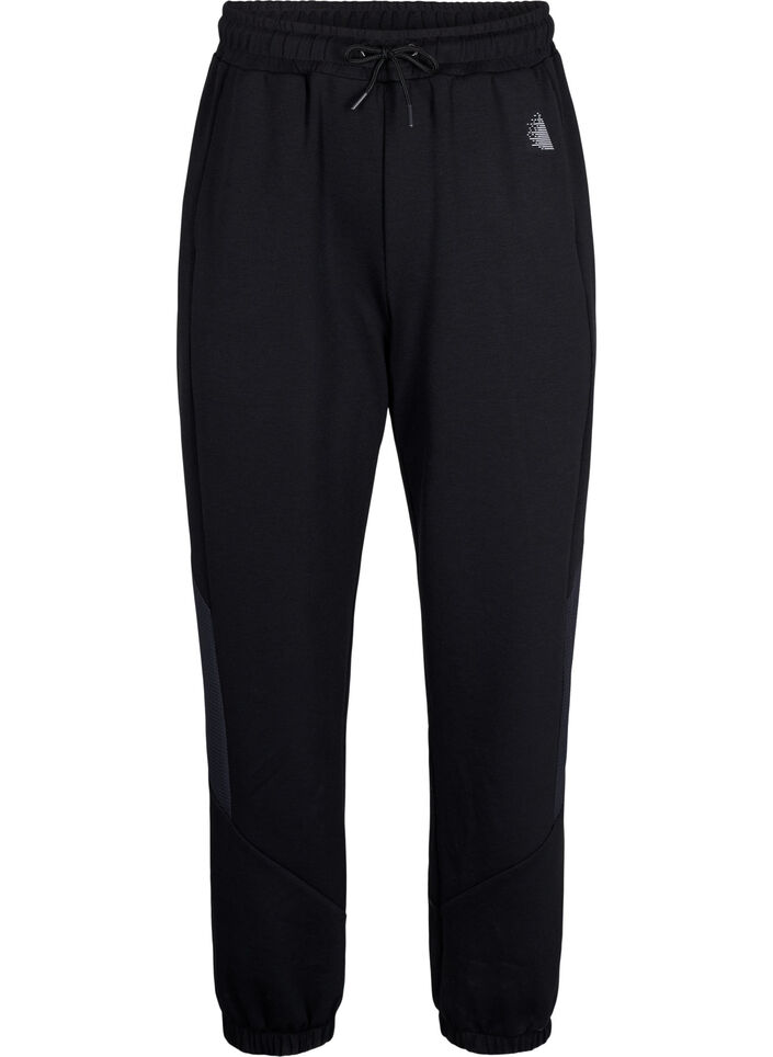Sweatpants with textured detail, Black, Packshot image number 0