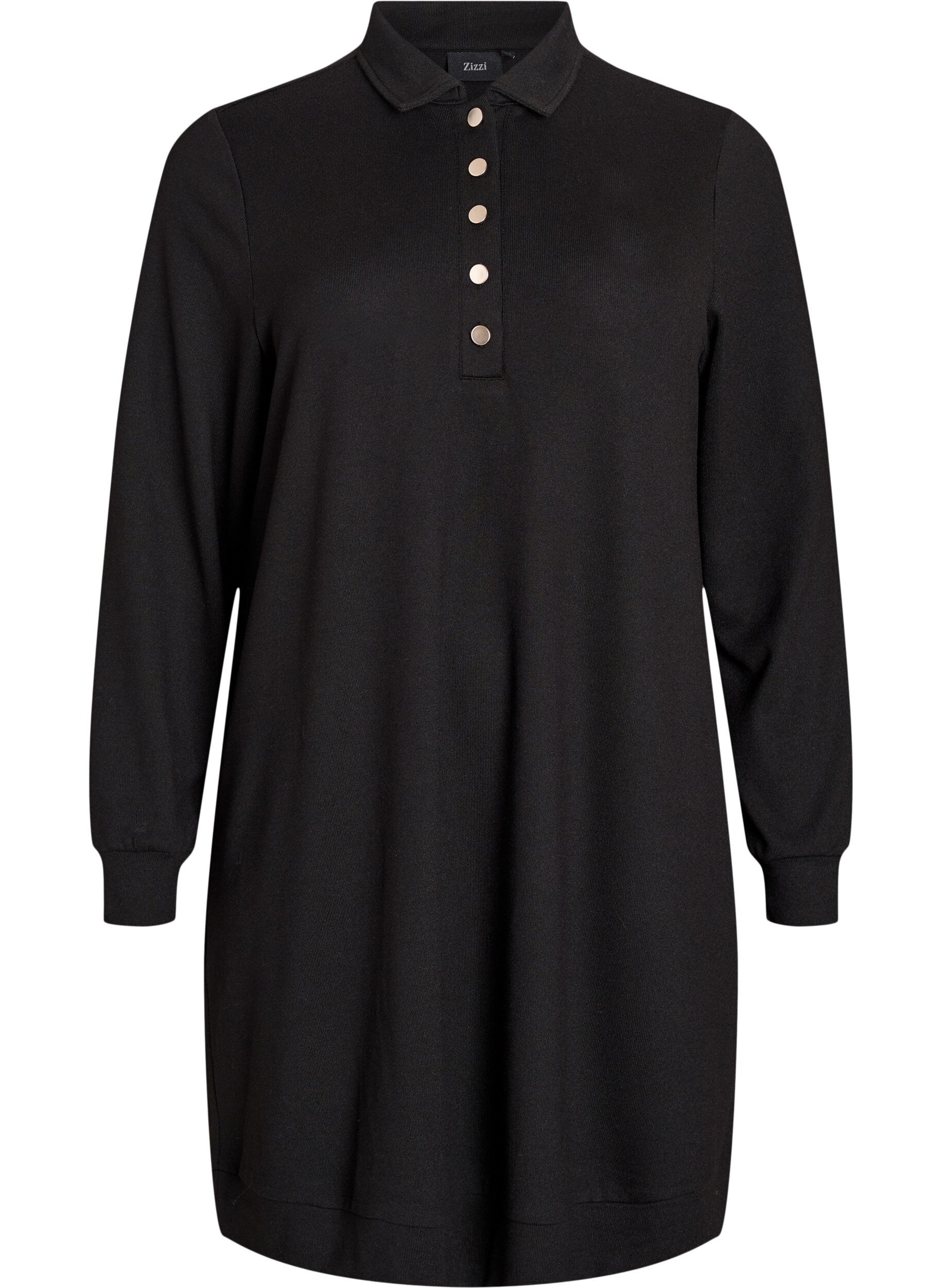 Short polo dress with buttons and long sleeves