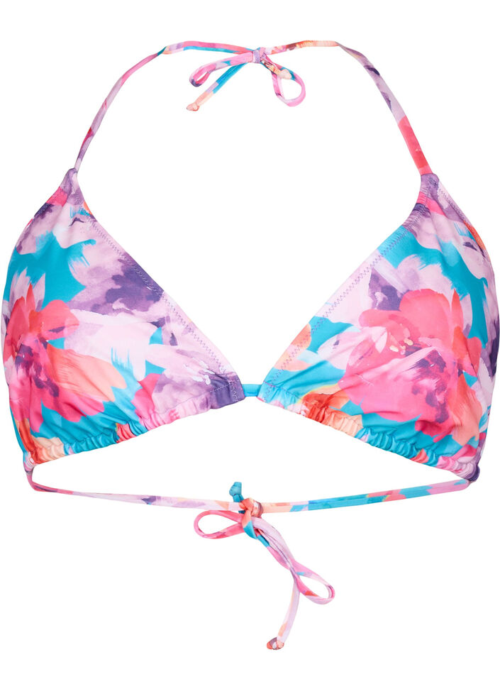 Triangle bikini bra with print, Pink, Packshot image number 0