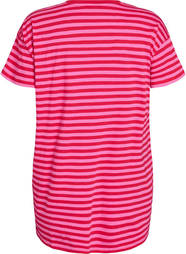 Long striped night T-shirt, Pink, Packshot image number 1