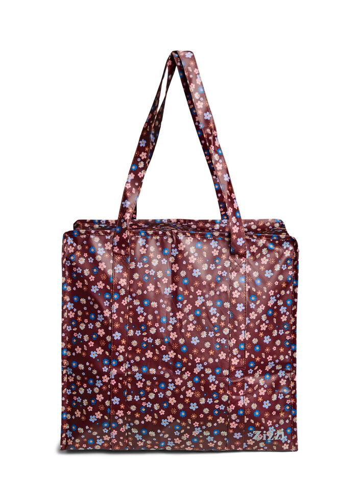 Shopping bag with zipper, Brown, Packshot image number 1