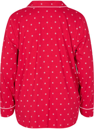 Printed cotton pyjama top, Tango Red AOP, Packshot image number 1
