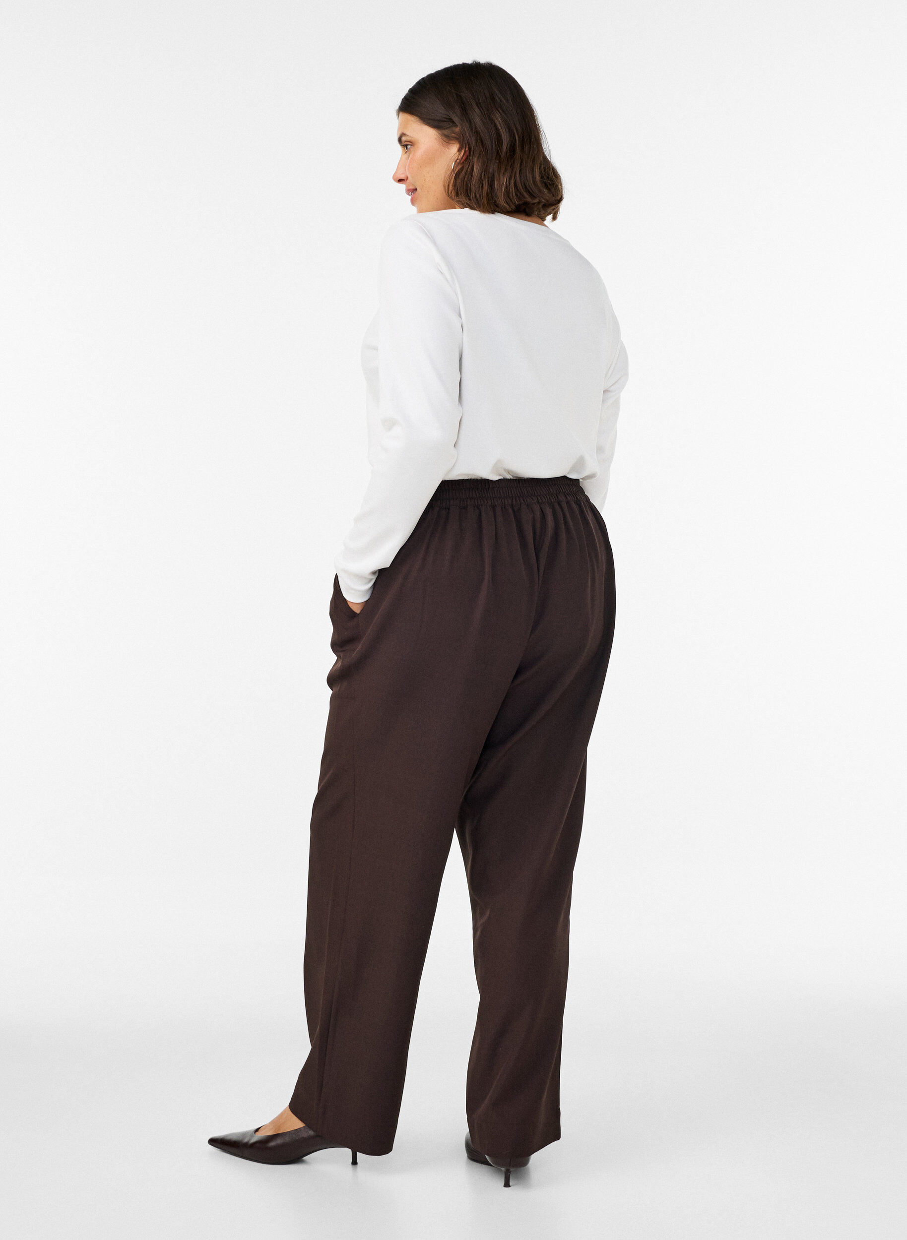 ZizzifashionLoose trousers with pockets, Brown, Model image number 1