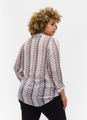 Printed shirt with 3/4 sleeves, Pale Lilac AOP, Model image number 1