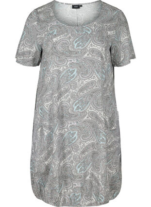 Short-sleeved viscose dress with print, Bright Paisley, Packshot image number 0