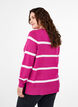 Knitted viscose blouse with stripes, Pink, Model image number 2