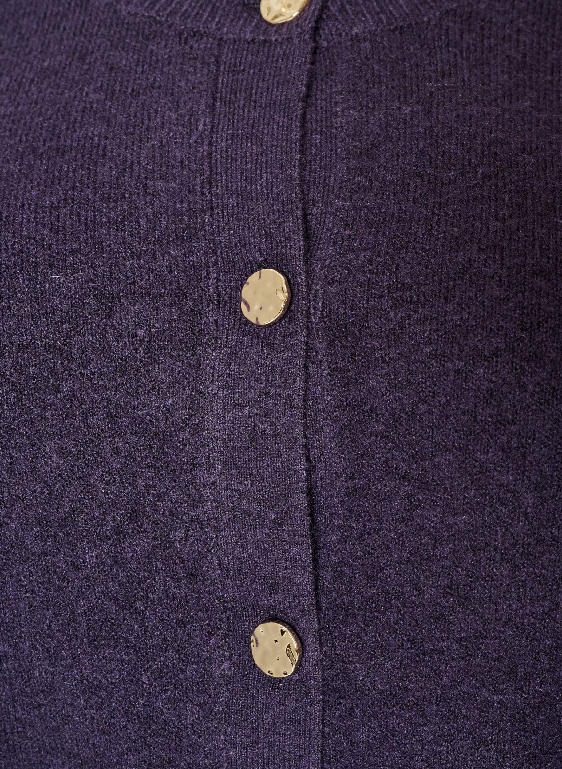 ZizzifashionCardigan in soft knit with gold-coloured buttons, Purple, Packshot image number 2