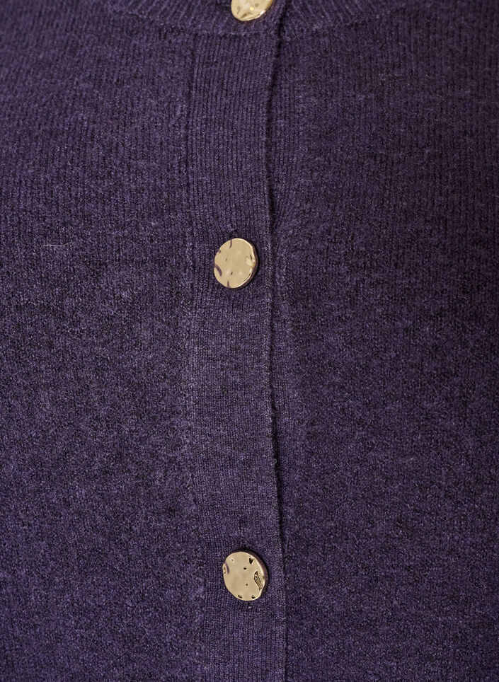 Cardigan in soft knit with gold-coloured buttons, Purple, Packshot image number 2