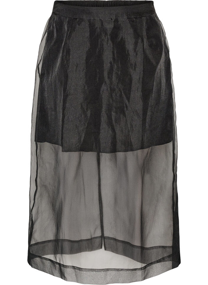 Long organza-look skirt, Black, Packshot image number 0