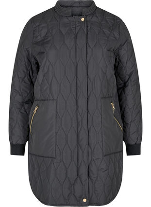 Quilted jacket with pockets, Black, Packshot image number 0