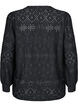 Long-sleeved blouse with an openwork pattern, Black, Packshot image number 1