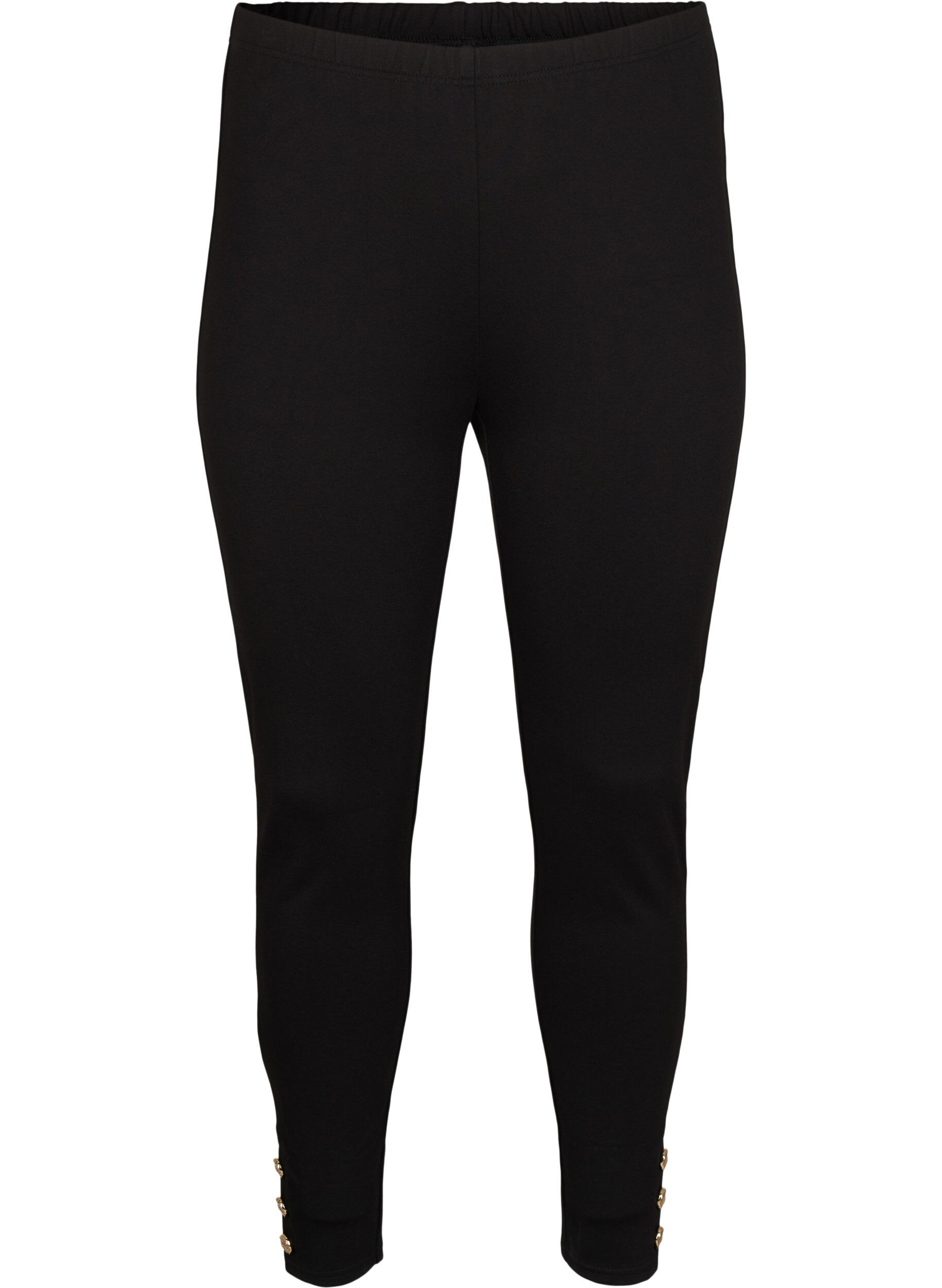 Zizzifashion Viscose leggings with button details, Black, Packshot image number 0