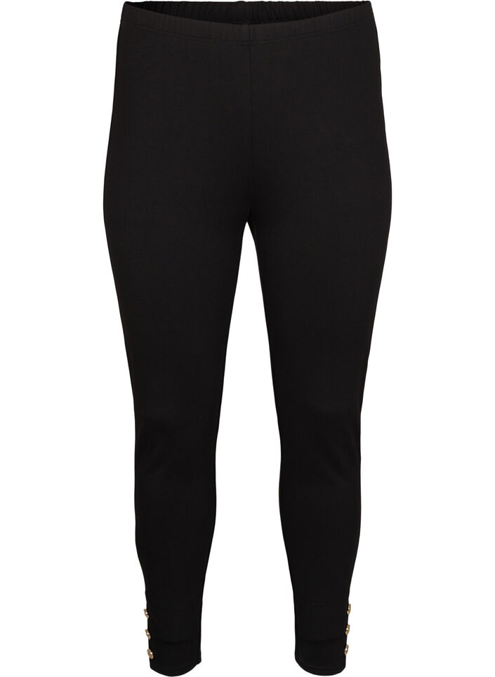 Viscose leggings with button details, Black, Packshot image number 0