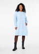 Knit dress with slits and lace pattern, Cashmere Blue Mel., Model image number 2