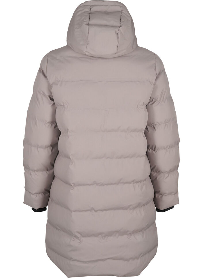 Puffer coat with hood and pockets, Beige, Packshot image number 1