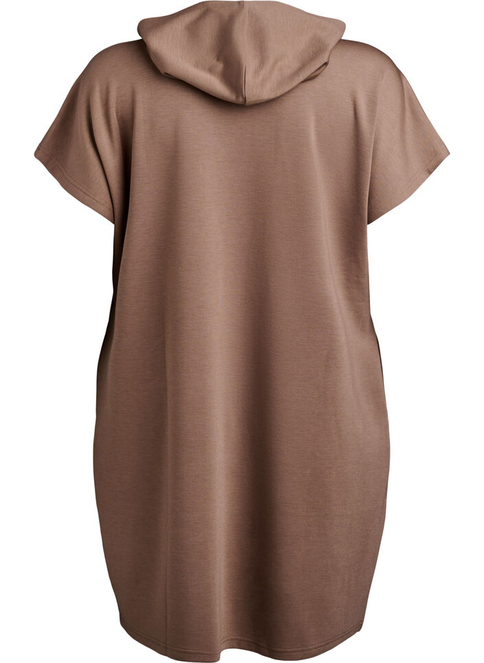 Short sleeve sweat dress in modal mix, Brown, Packshot image number 1