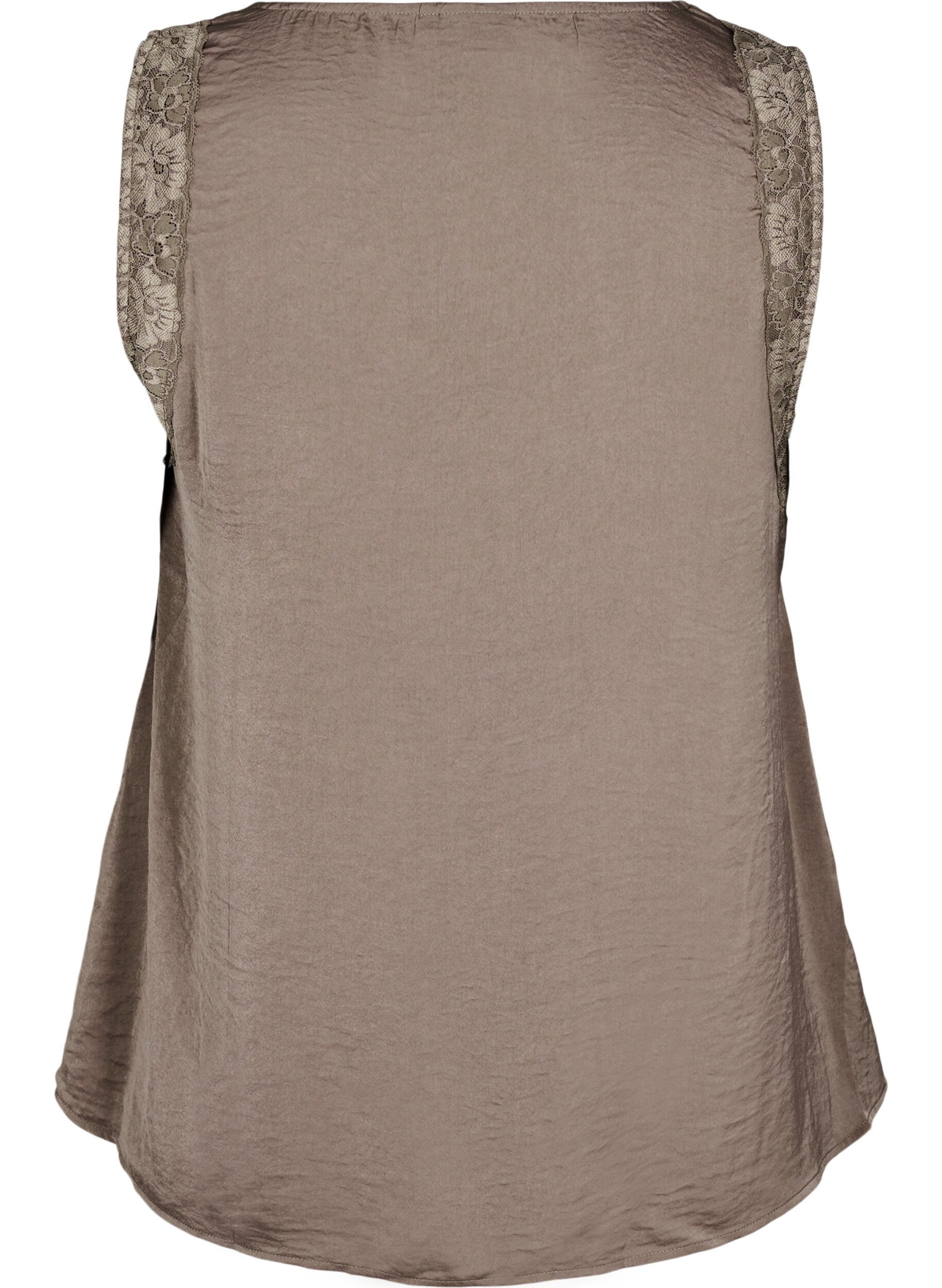 Zizzifashion Sleeveless top with lace, Brown, Packshot image number 1