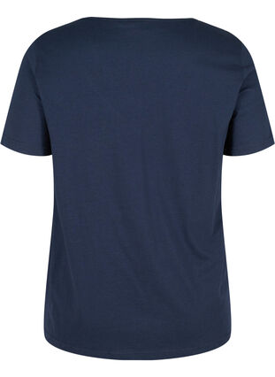 Short-sleeved T-shirt with V-neck and mesh, Navy Blazer, Packshot image number 1