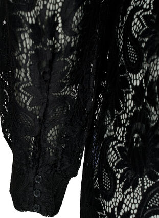 Lace top with frill detail, Black, Packshot image number 3