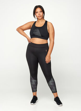 Cropped workout leggigs, Black, Model image number 0