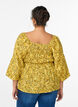 Blouse with smock and square neckline, Yellow, Model image number 2