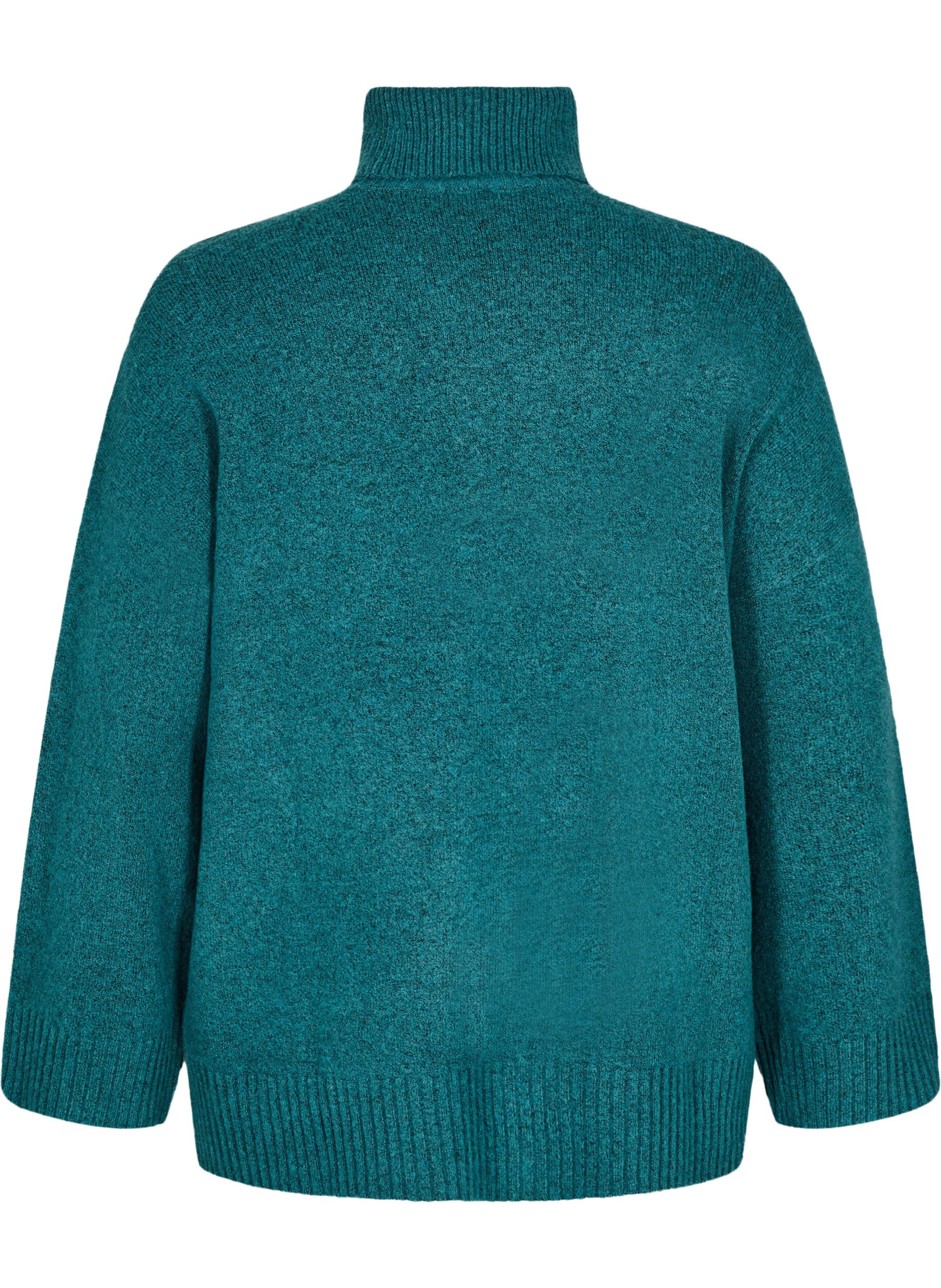 Zizzifashion Knitted turtleneck blouse, Atlantic Deep Mel., Packshot image number 1