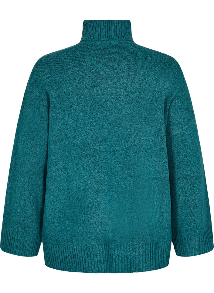 Knitted turtleneck blouse, Atlantic Deep Mel., Packshot image number 1