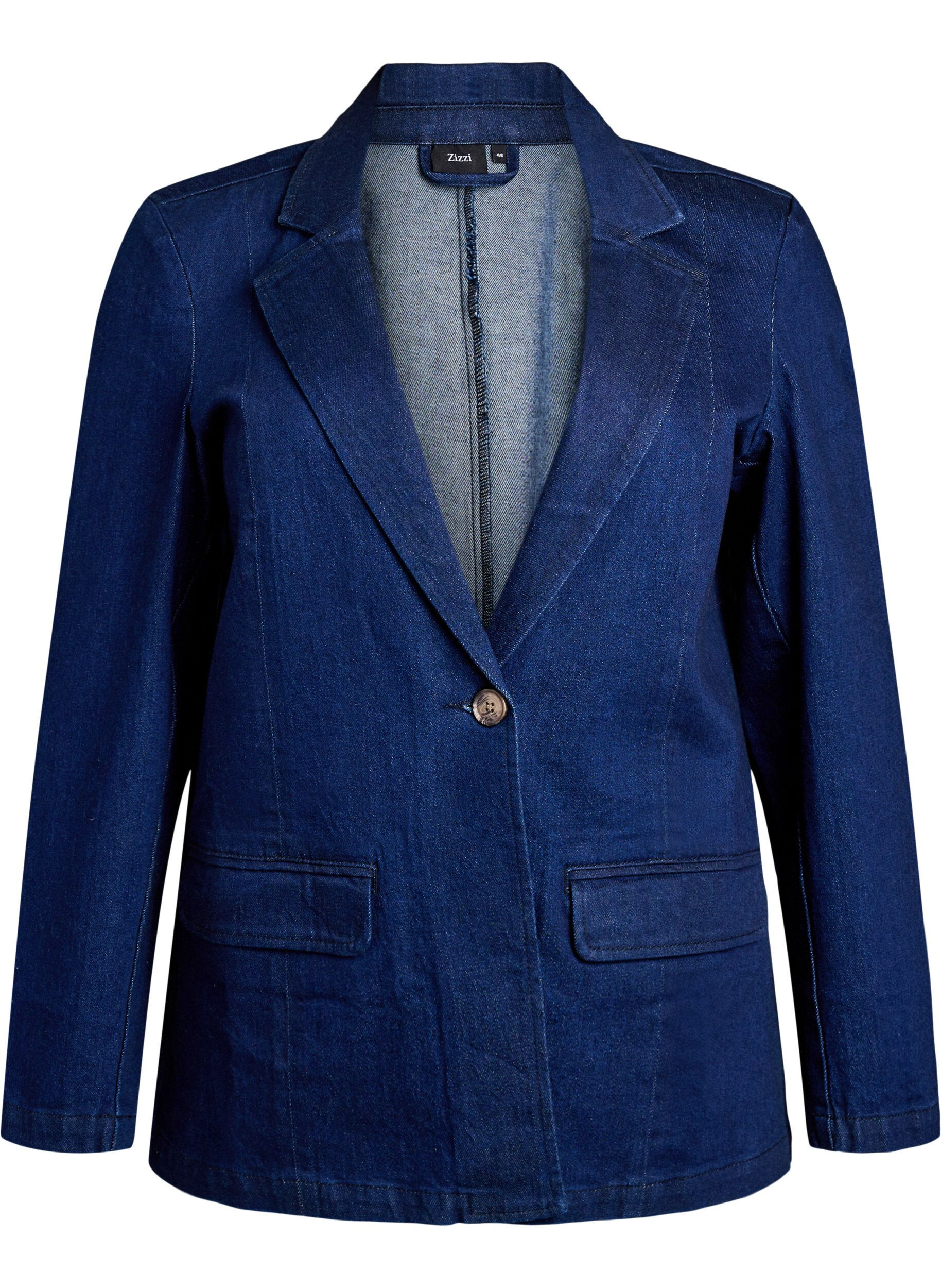 Zizzifashion Denim blazer with pockets, Blue, Packshot image number 0