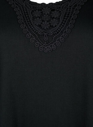 Sleeveless top with lace, Black, Packshot image number 2