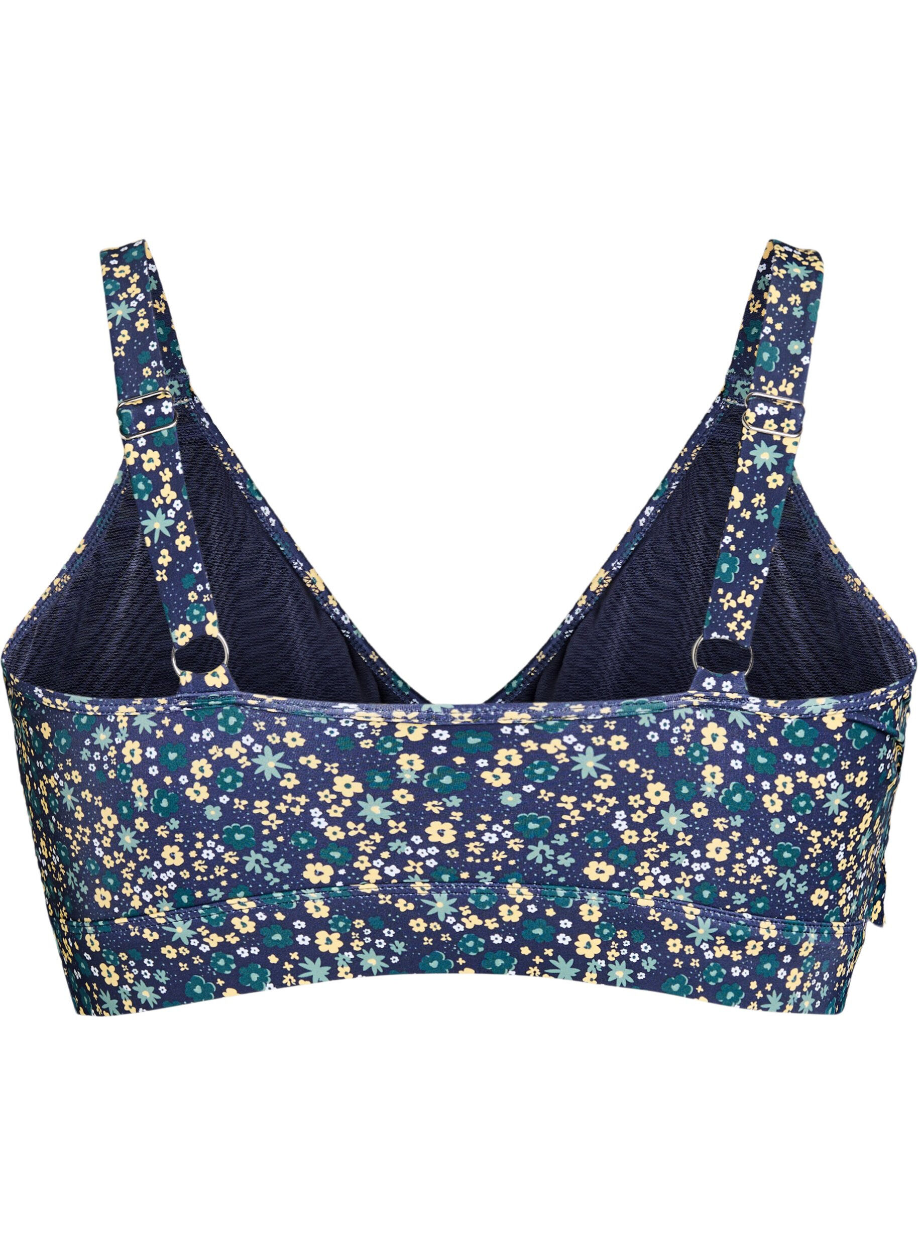ZizzifashionFloral bikini top with ruffle detail, Petrol, Packshot image number 1