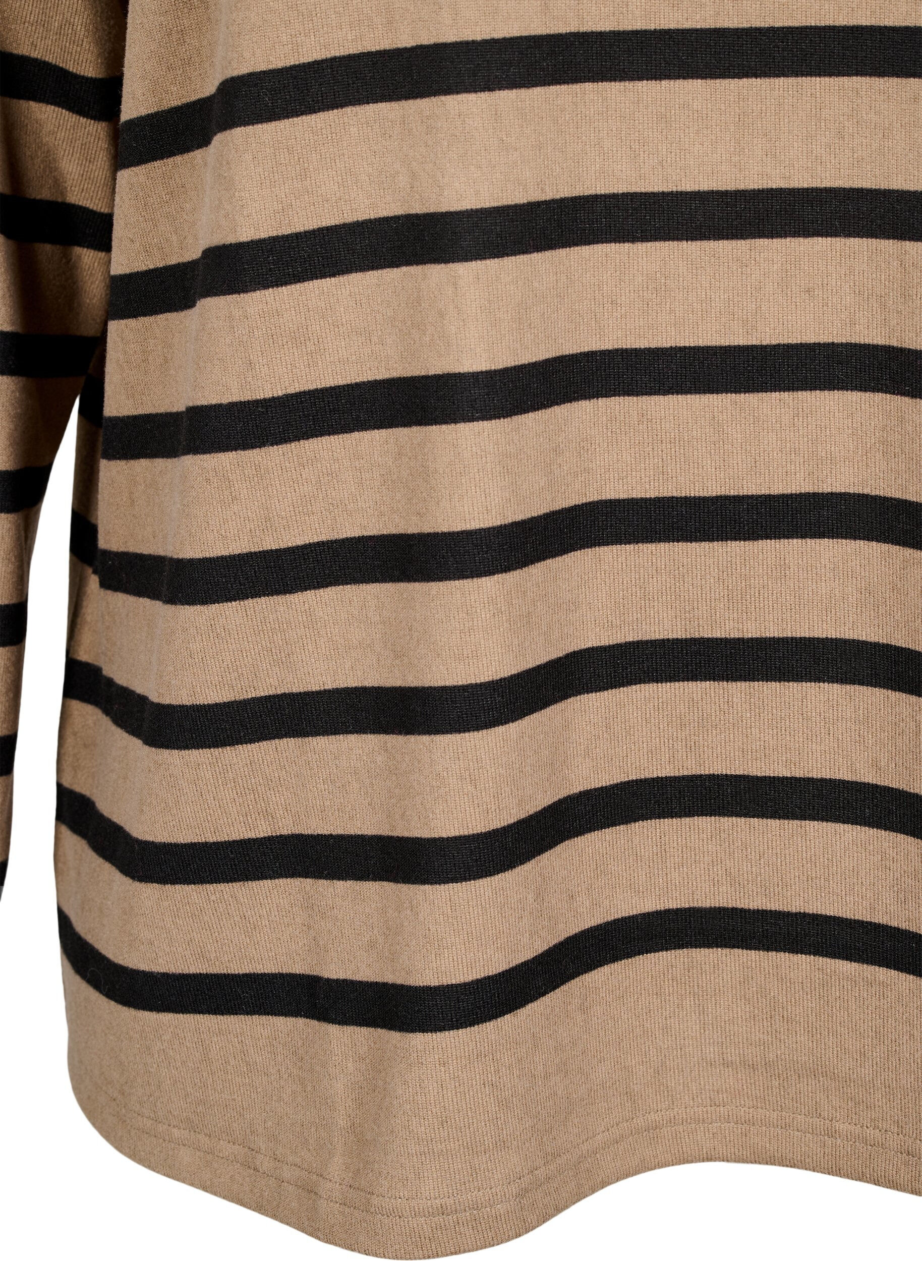 Zizzifashion High neck, long-sleeved blouse, Beige, Packshot image number 3