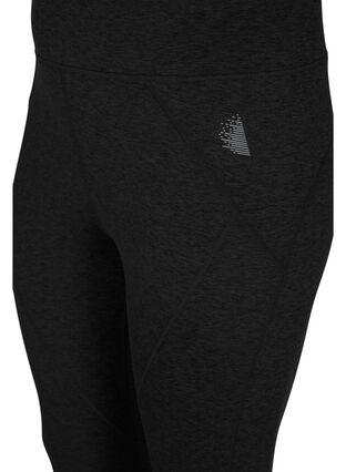 Gym leggings with back pocket and fleece, Black, Packshot image number 3