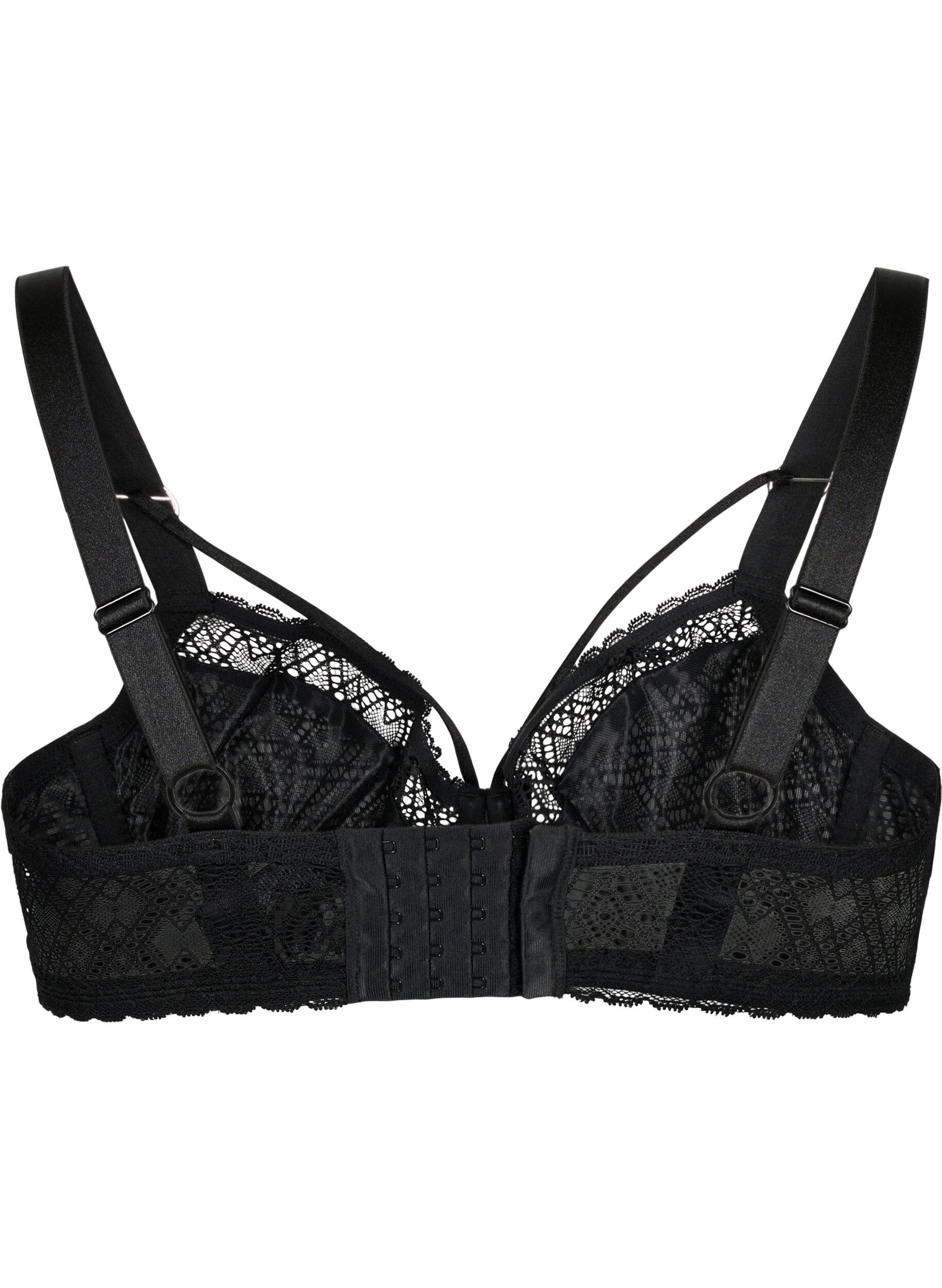 Zizzifashion Lace balconette with thong detail, Black, Packshot image number 1