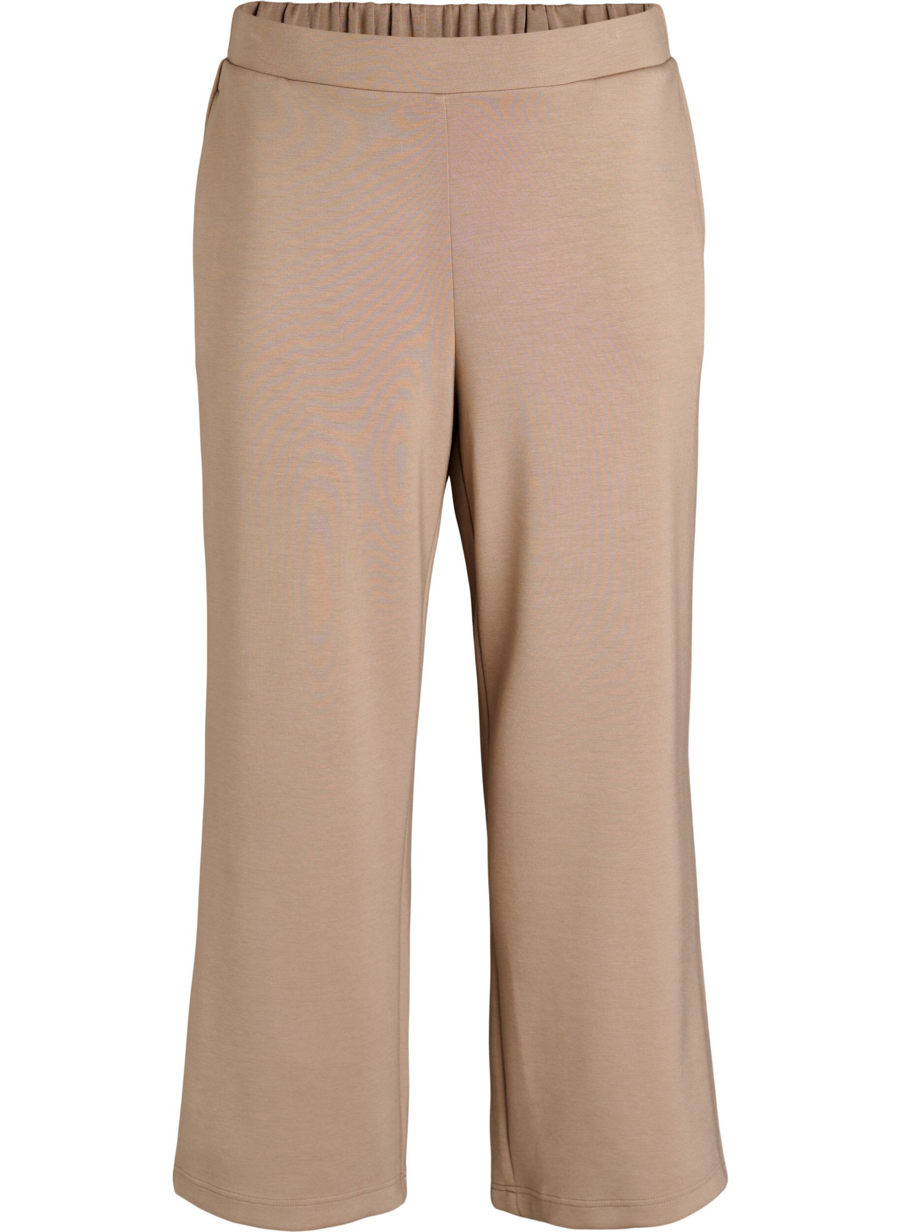 Zizzifashion High-waisted lounge trousers with straight legs, Beige, Packshot image number 0