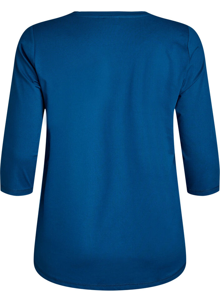Workout top with 3/4 sleeves, Blue, Packshot image number 1