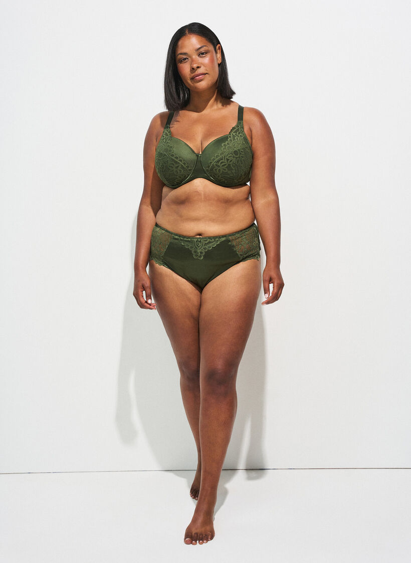 Hipster string with lace and microfibre, Green, Image image number 0