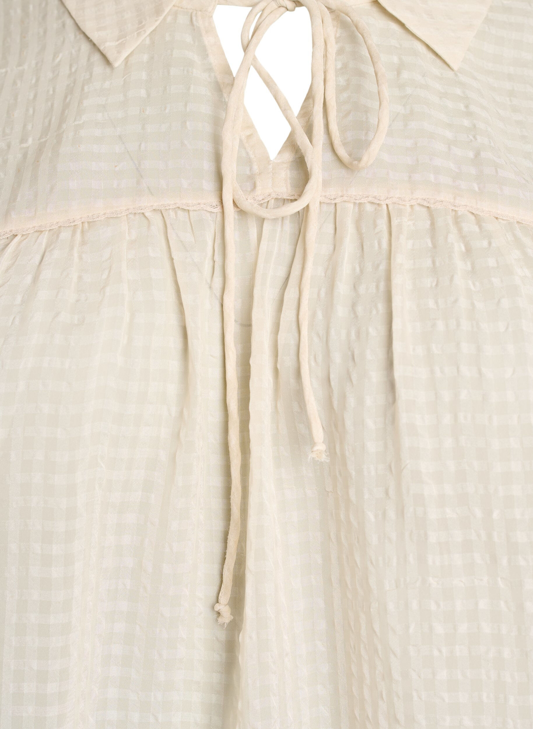 ZizzifashionBlouse in seersucker with tie-string, Beige, Packshot image number 2