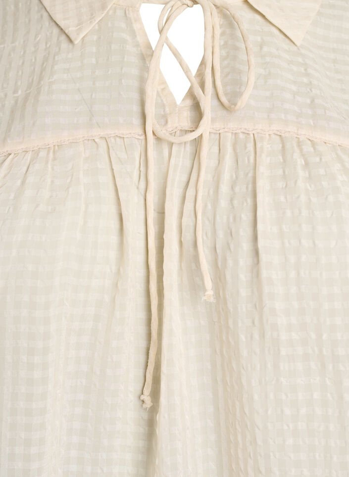 Blouse in seersucker with tie-string, Beige, Packshot image number 2