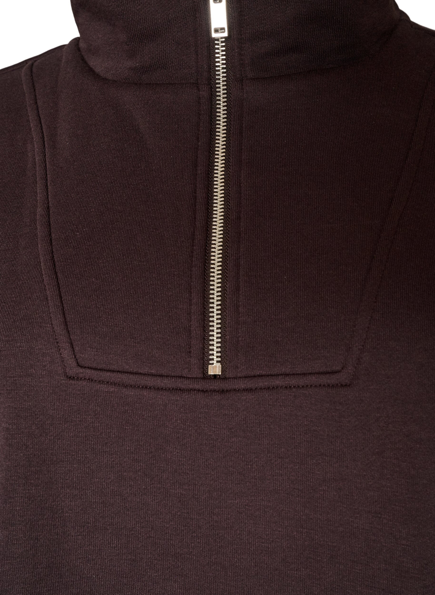 ZizzifashionSweatshirt with high collar and zipper, Brown, Packshot image number 2
