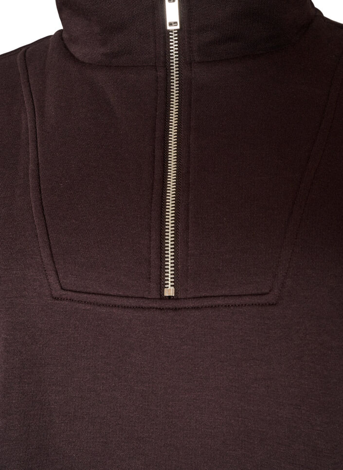 Sweatshirt with high collar and zipper, Brown, Packshot image number 2