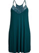 Sleeveless viscose nightgown with lace details, Green, Packshot image number 0