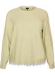 Knitted blouse with lace trim at the hem, Green, Packshot image number 0