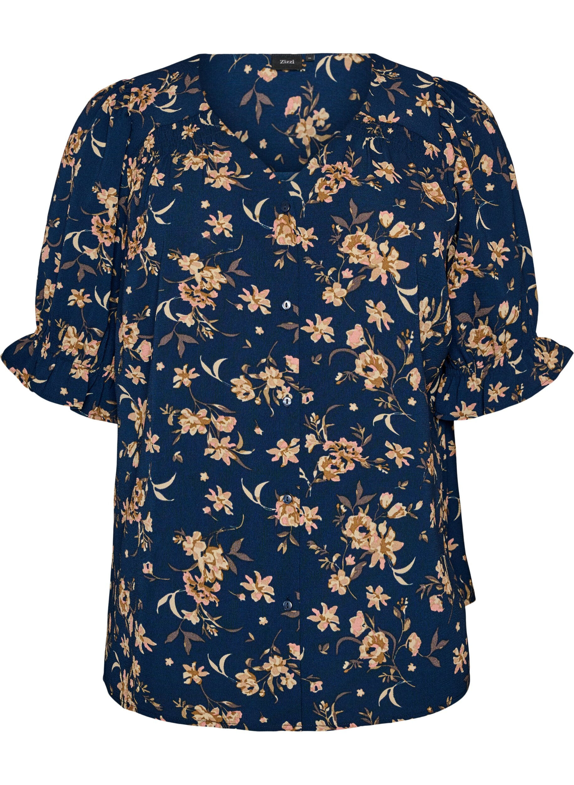 Zizzifashion Shirt blouse with 1/2 sleeves, Blue, Packshot image number 0