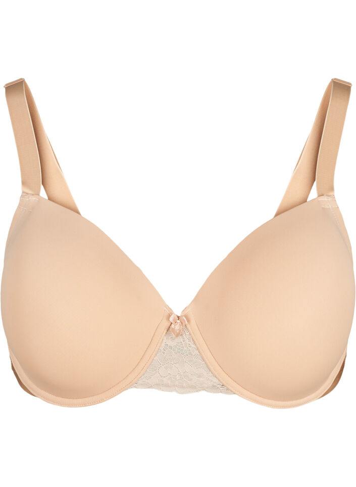 Molded bra with mesh, Beige, Packshot image number 0