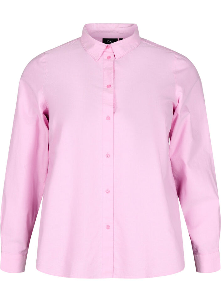 Long-sleeved cotton shirt, Pink, Packshot image number 0
