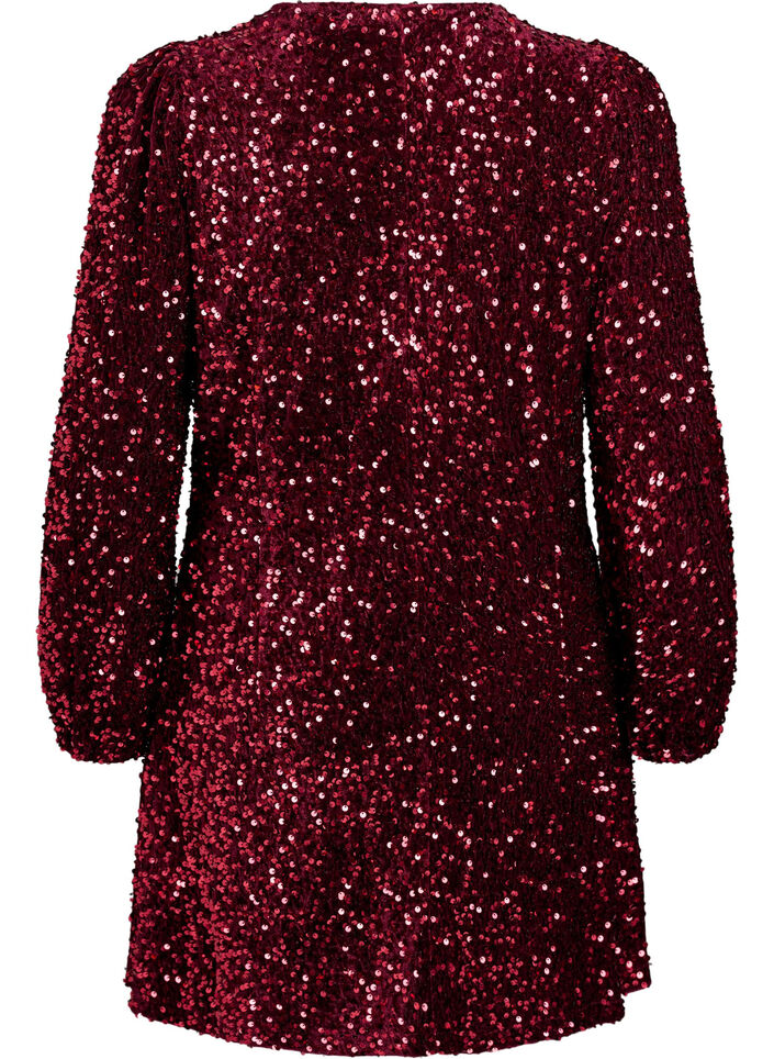Short A-line sequin dress, Red, Packshot image number 1