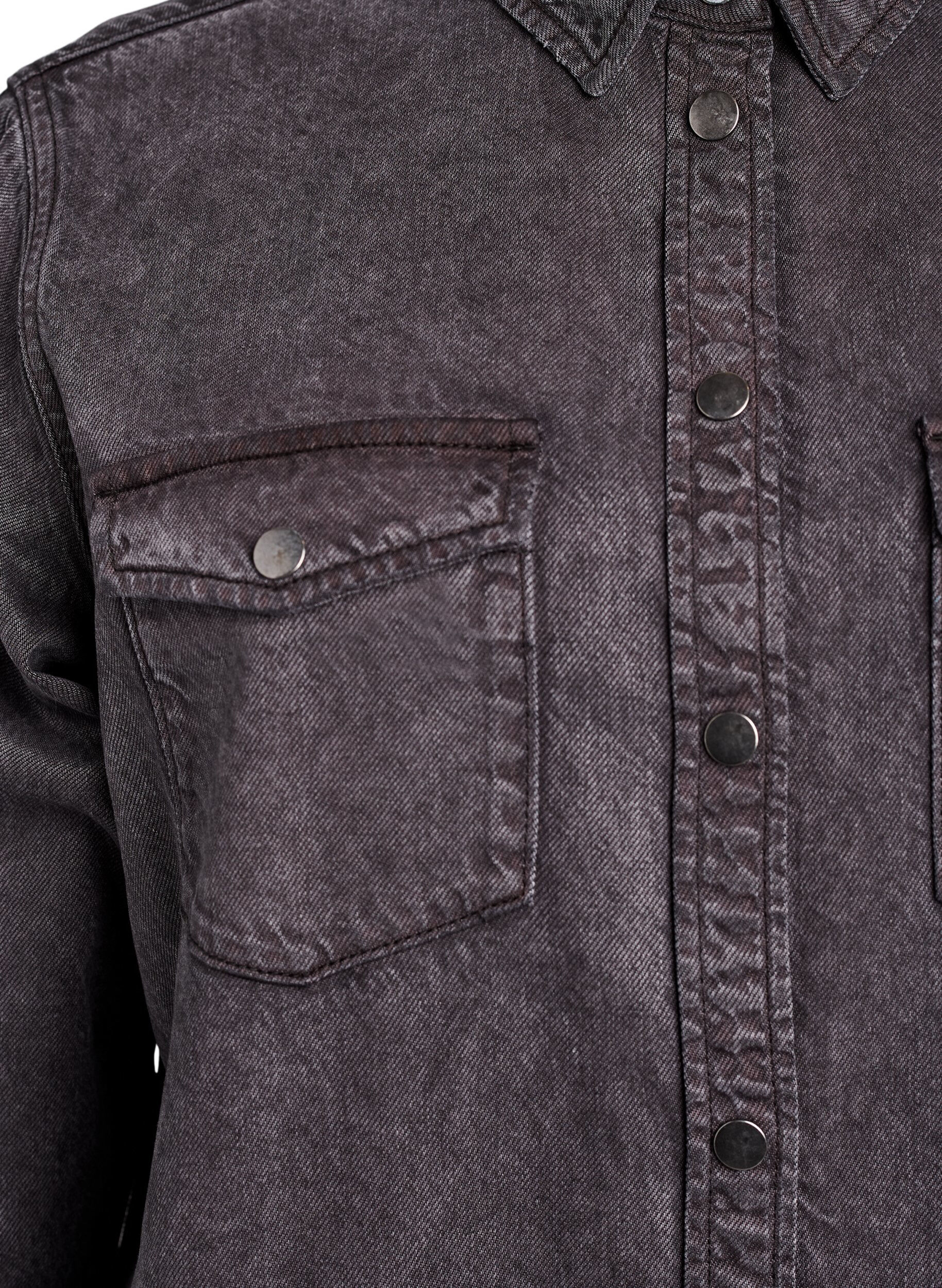 Zizzifashion Denim shirt with chest pockets, Grey, Packshot image number 2