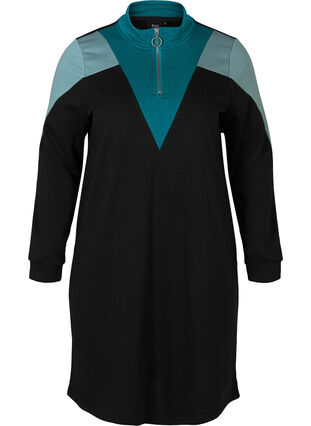 Sweater dress with zip detail, Black Comb, Packshot image number 0
