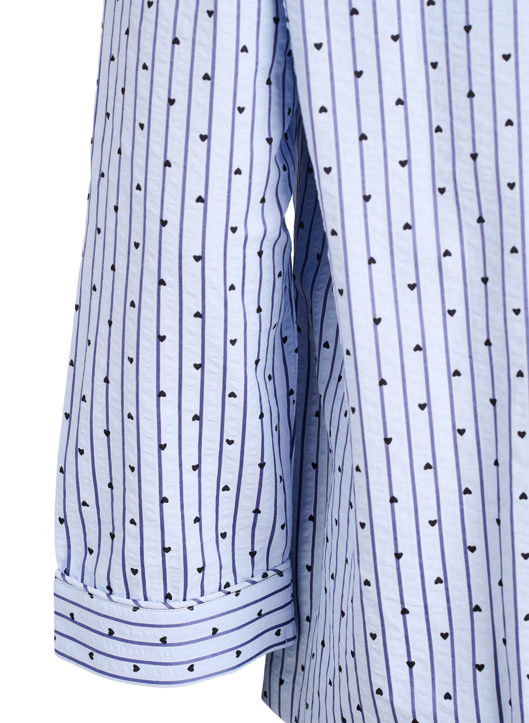 Zizzifashion Seersucker pyjama shirt with long sleeves, Light Blue, Packshot image number 3